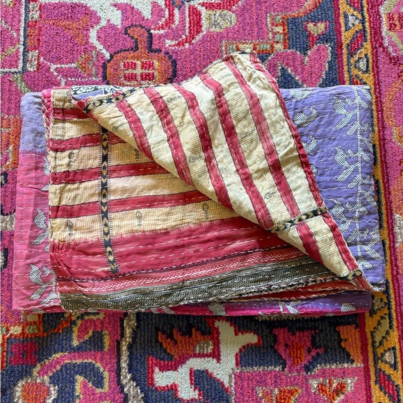 Boho Colorful Patchwork Kathna Reversible Quilt - Picture 12 of 16